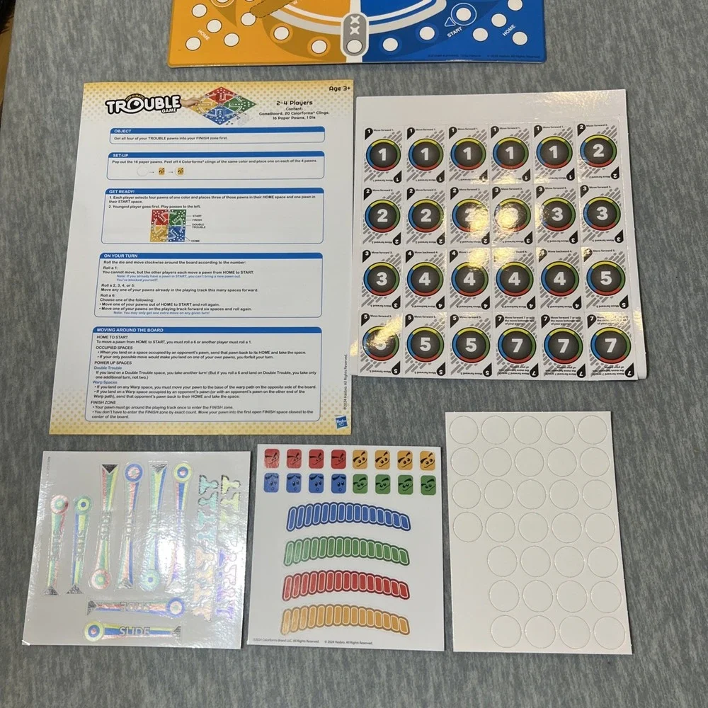Colorforms 2 in 1 Sorry! And Trouble Game Toy Ages 3+ Travel Gift 2-4 Player New